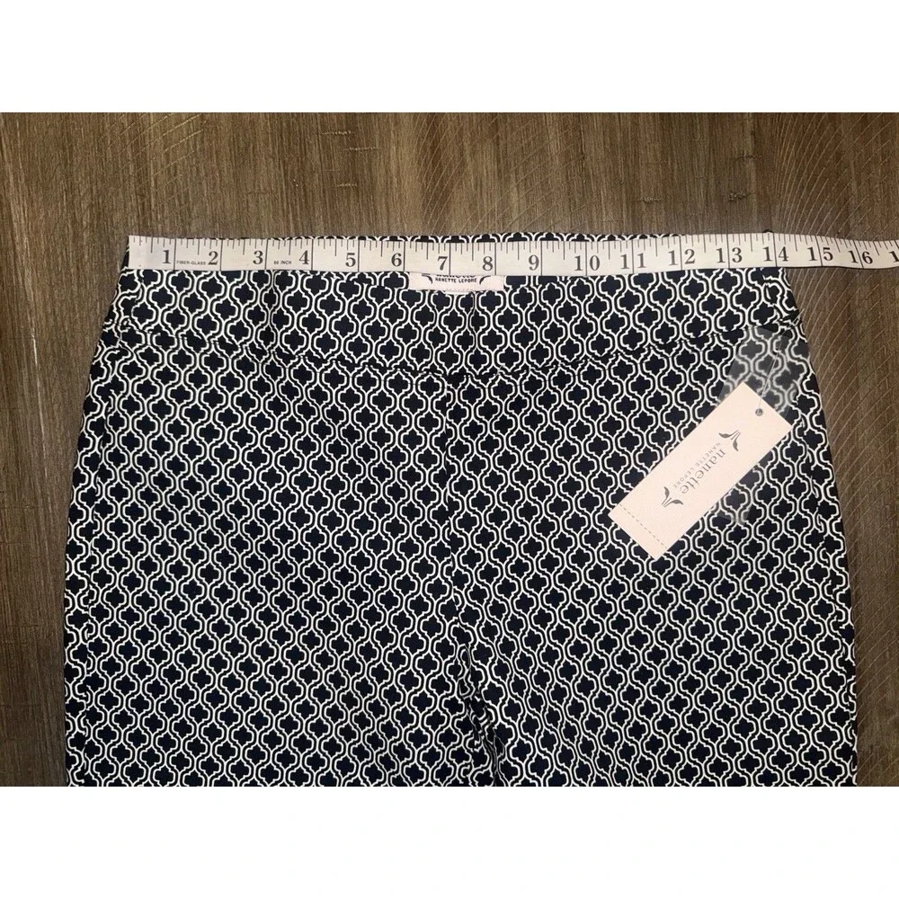 NWT Nanette Lepore Black Spade Print Comfort Pull On Cropped Pant Size 2 NEW $68